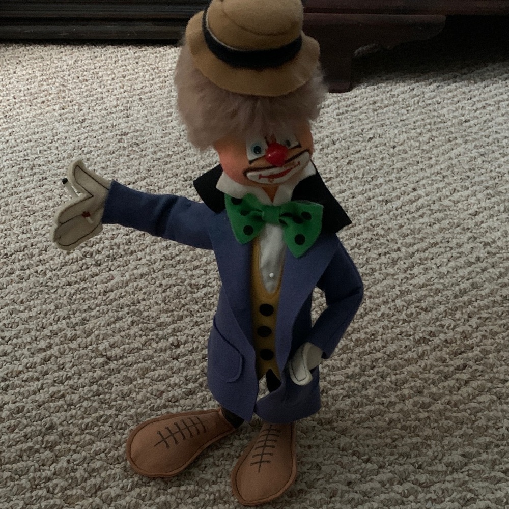 Blue and Green Clown Figurine.